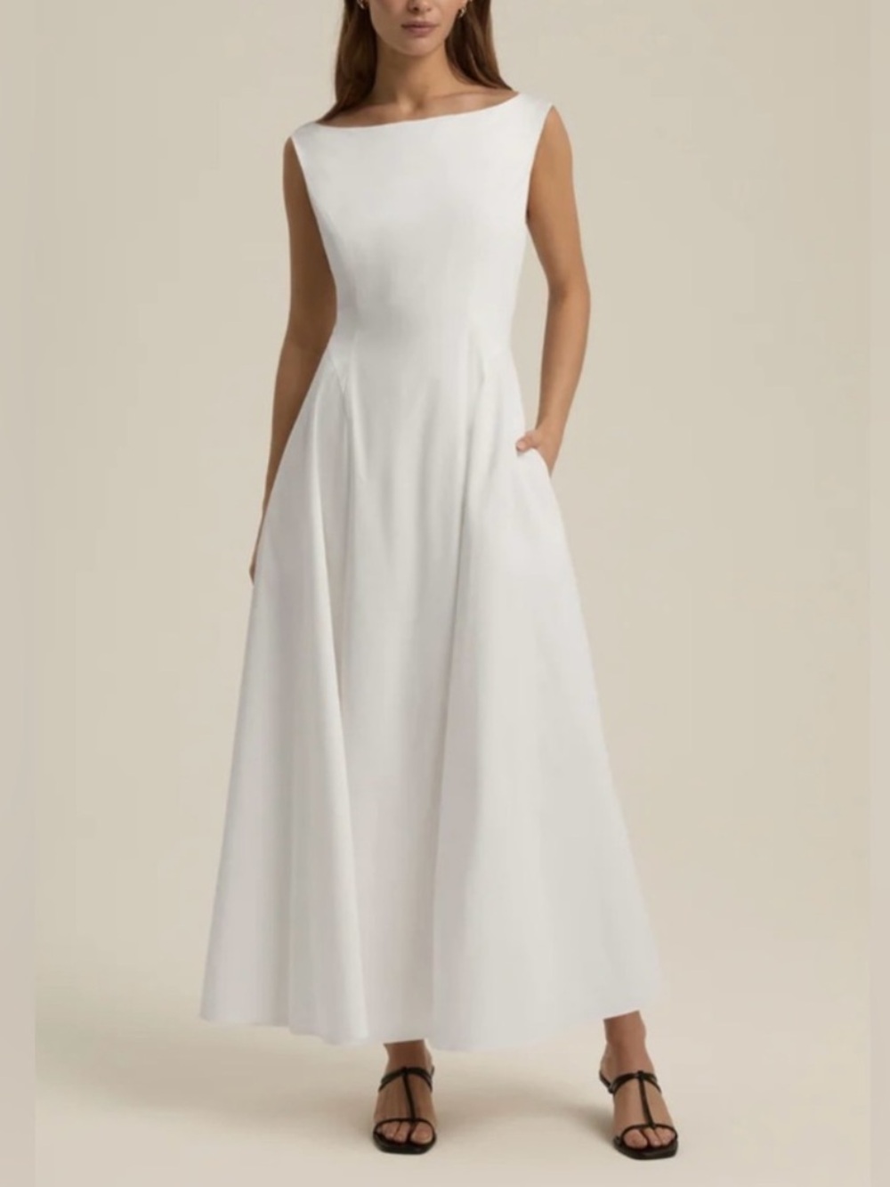 Favorite Daughter Ivory Boatneck Sleeveless Maxi Dress